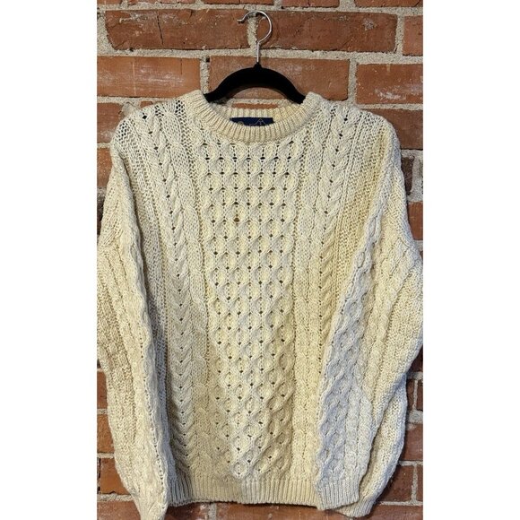 Tivoli Aran Sweater‎ Women's Med Oversizized Wool Cable Knit Fisherman Celtic - Picture 1 of 3